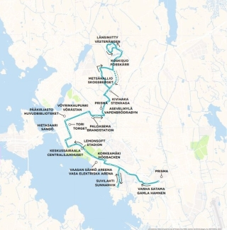 Bilden visar Liftis linjen 7 från söder till norr.
