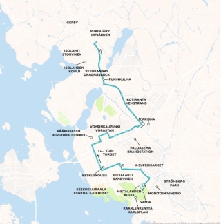 Bilden visar Liftis linjen 8från söder till norr.