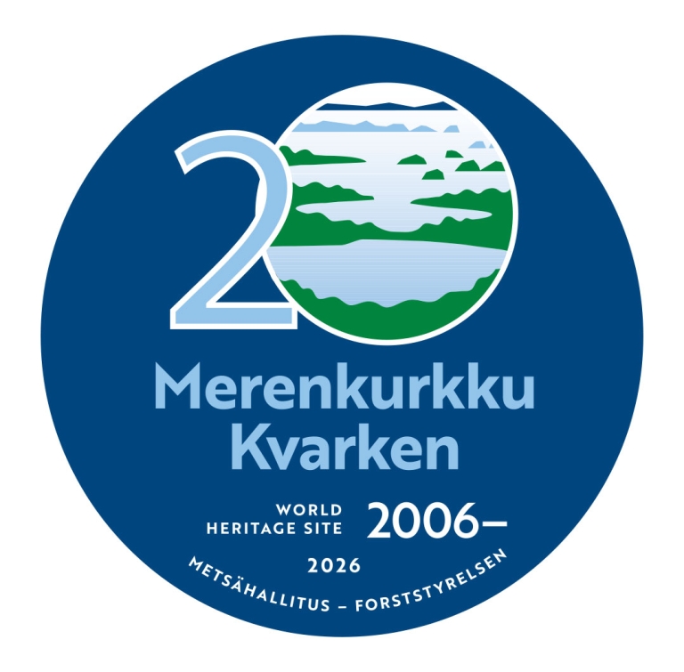 Merenkurkun saariston maailmanperintöalueen 20-vuotisjuhlalogo
