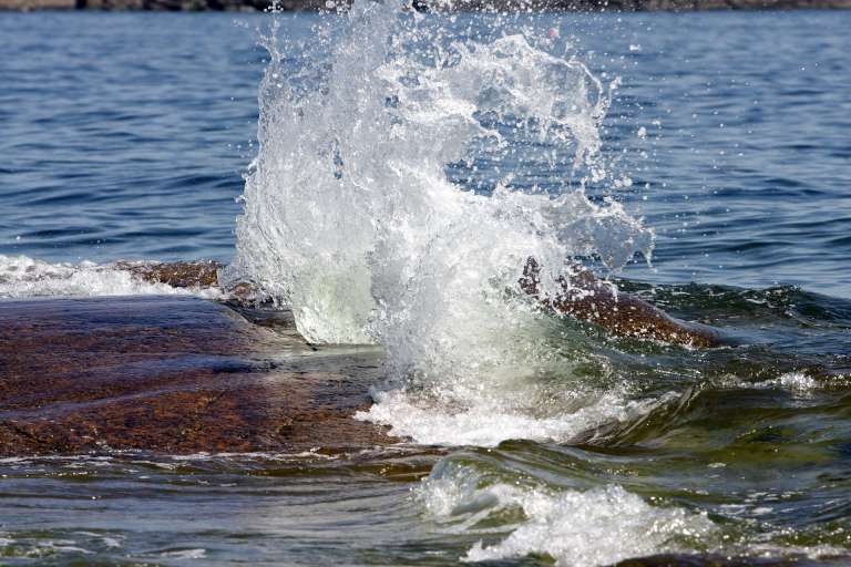 Waves along Rotsidan at the High Coast in Sweden.