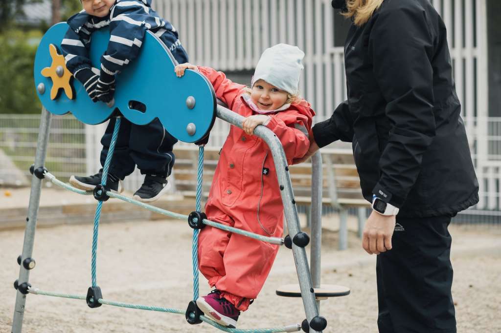 Child playing outside daycare