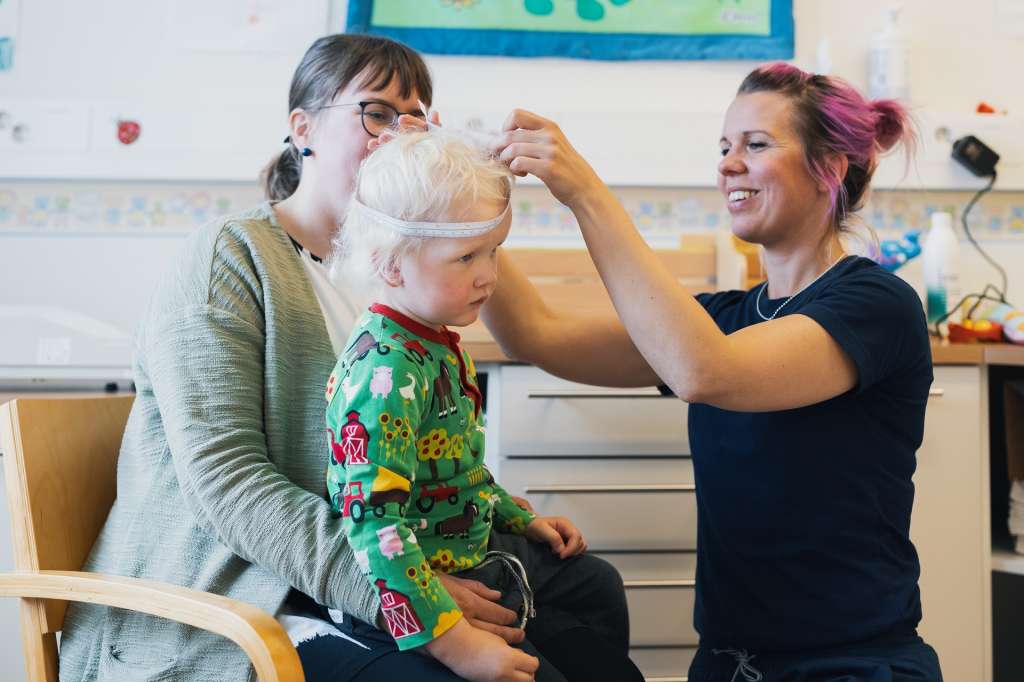 Family at child care center