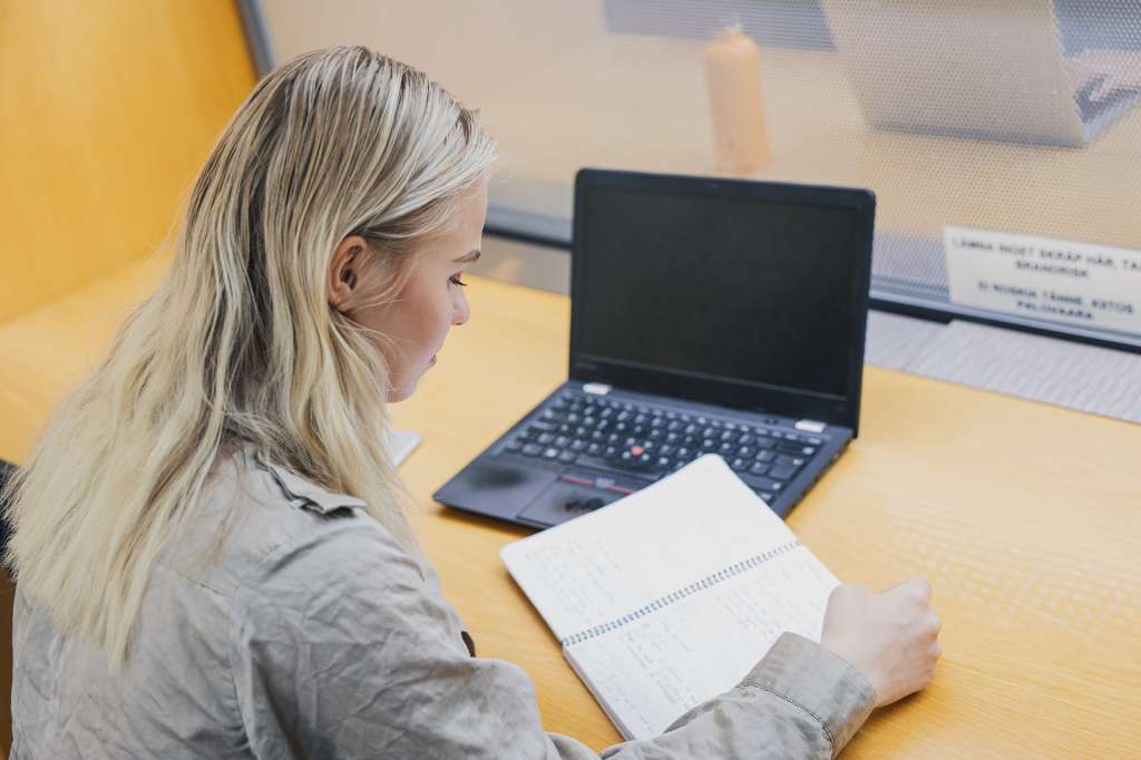 student at a computer