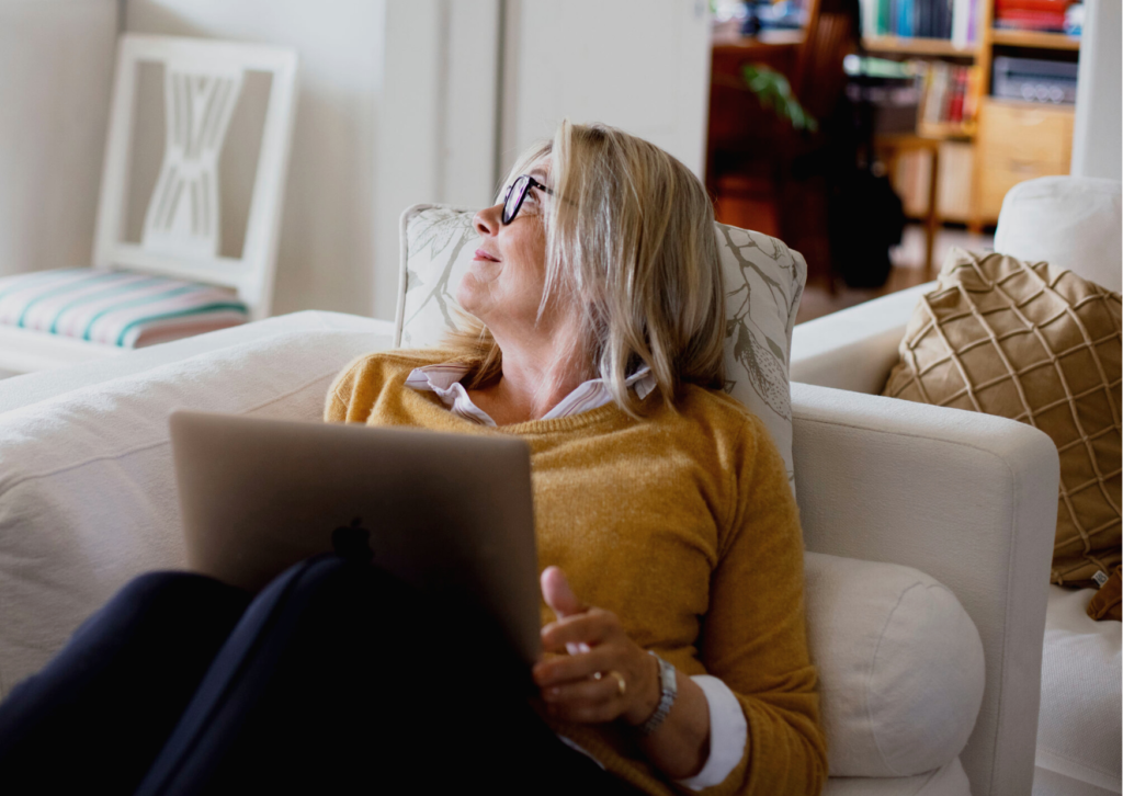 A woman on a computer