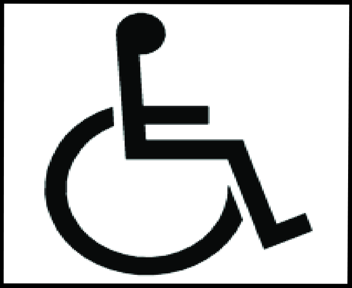 International Symbol of Access. The picture shows a person in a wheelchair.
