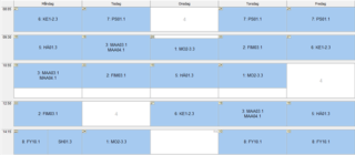 Bilden visar ett exempelschema för en studerande på åk 2.